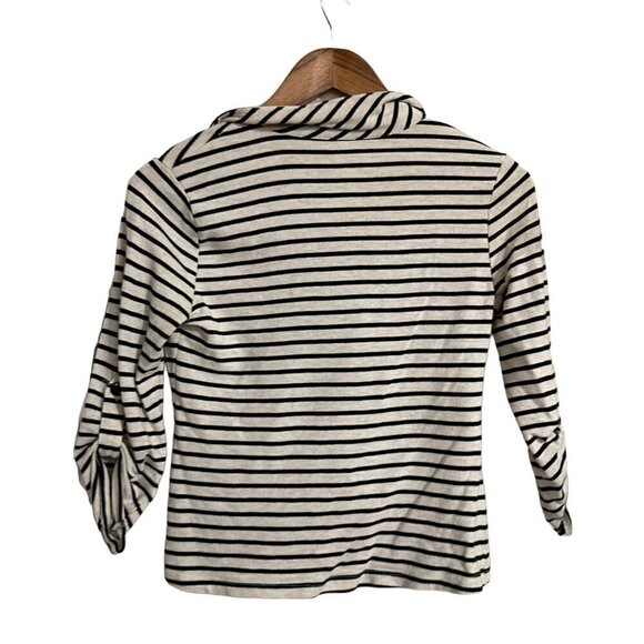 Xhilaration Womens Black Striped Roll Tab Sleeve Button Semi Cropped Blazer XS - Picture 6 of 6